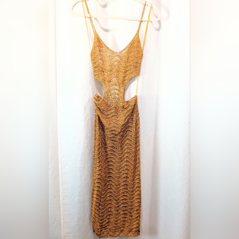 Fashion Nova Orange Crochet Knit Dress